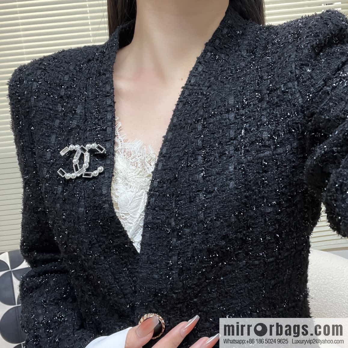 ☀️New ☑️ Chanel Double C Square Black Diamond Brooch ☀️
