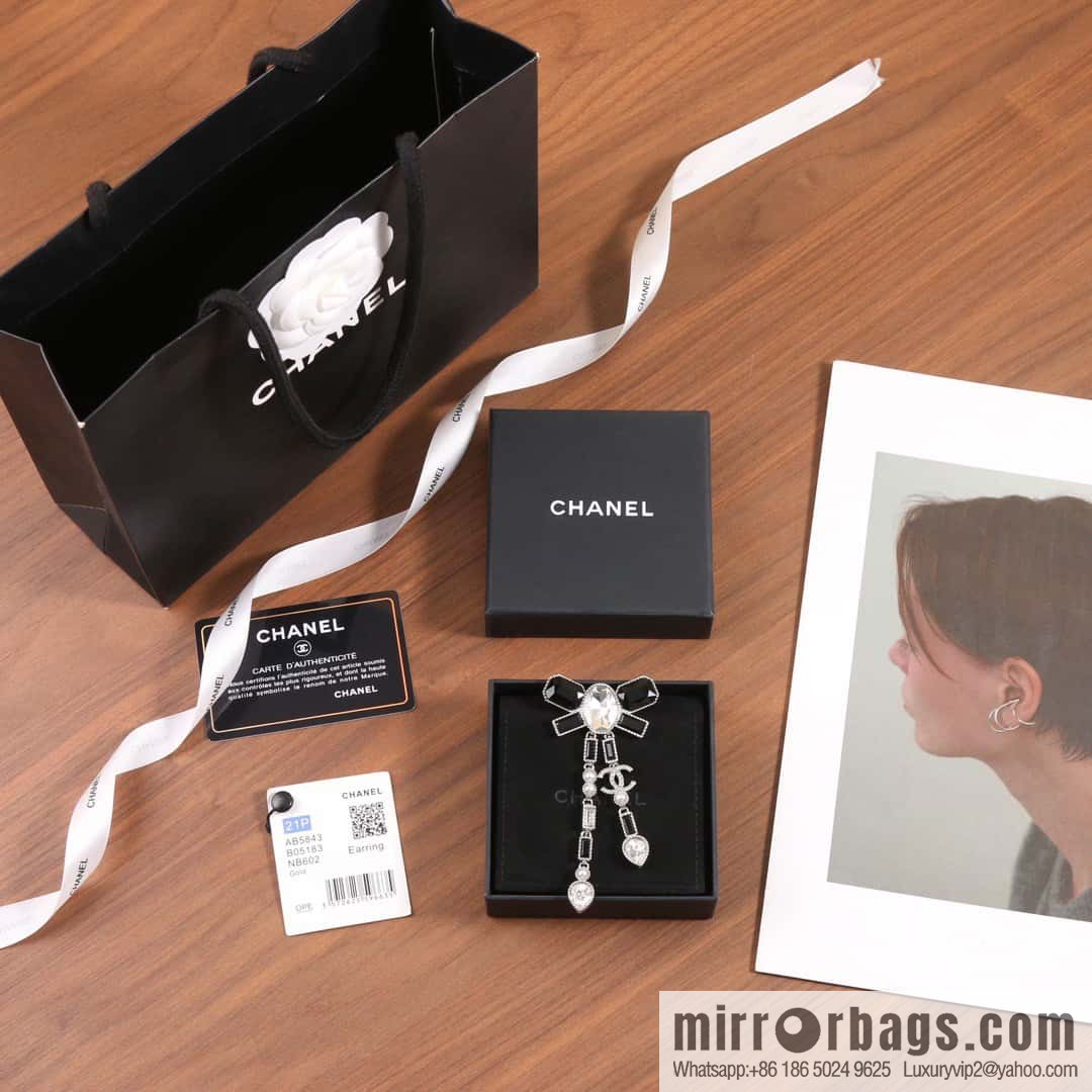☀️New ☑️ Chanel Double C Bow Square Black Diamond Brooch ☀️