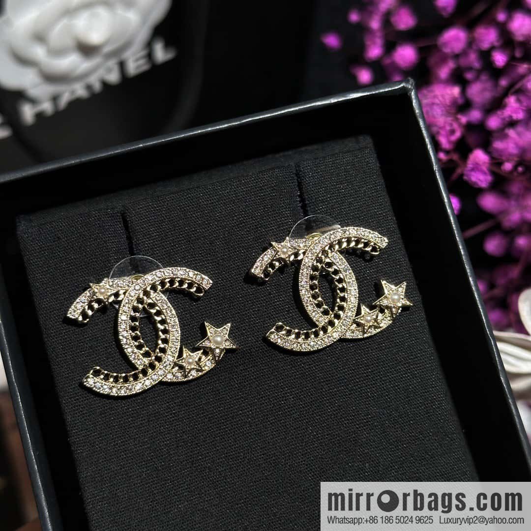 ❗️New ❗️☀️ new ☑️ chanel c1 double c hollow star ⭐ pentagram earrings ☀️