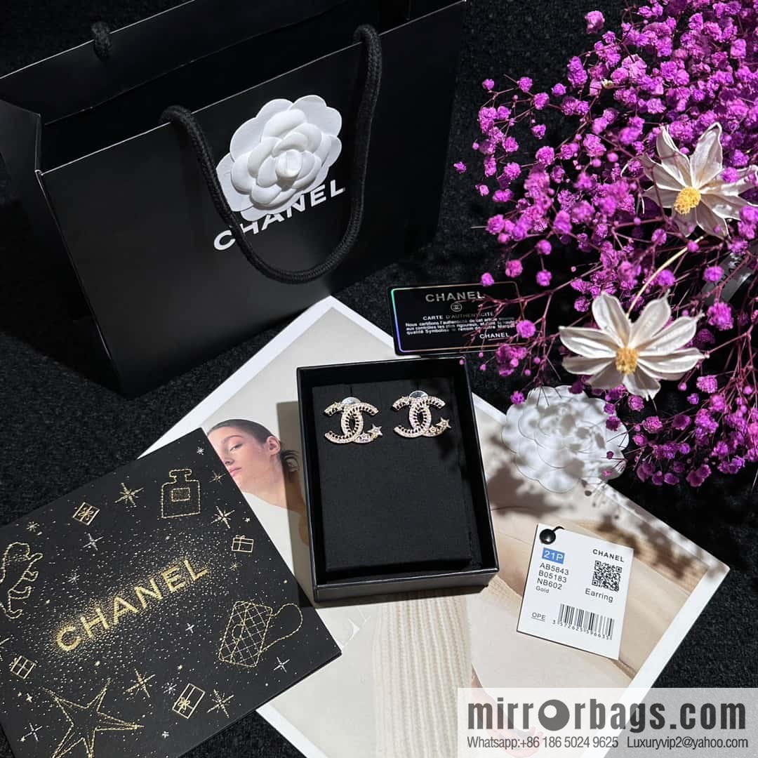 ❗️New ❗️☀️ new ☑️ chanel c1 double c hollow star ⭐ pentagram earrings ☀️