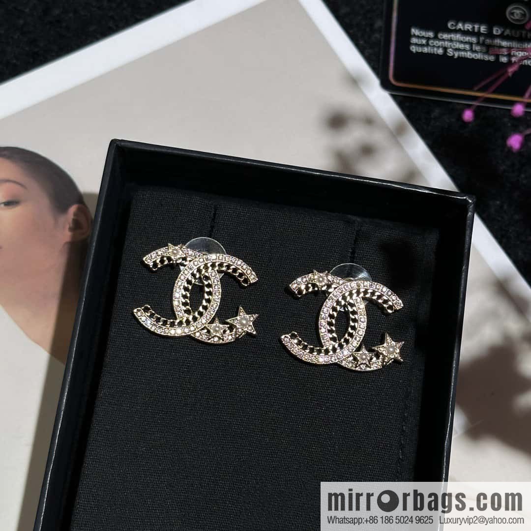 ❗️New ❗️☀️ new ☑️ chanel c1 double c hollow star ⭐ pentagram earrings ☀️