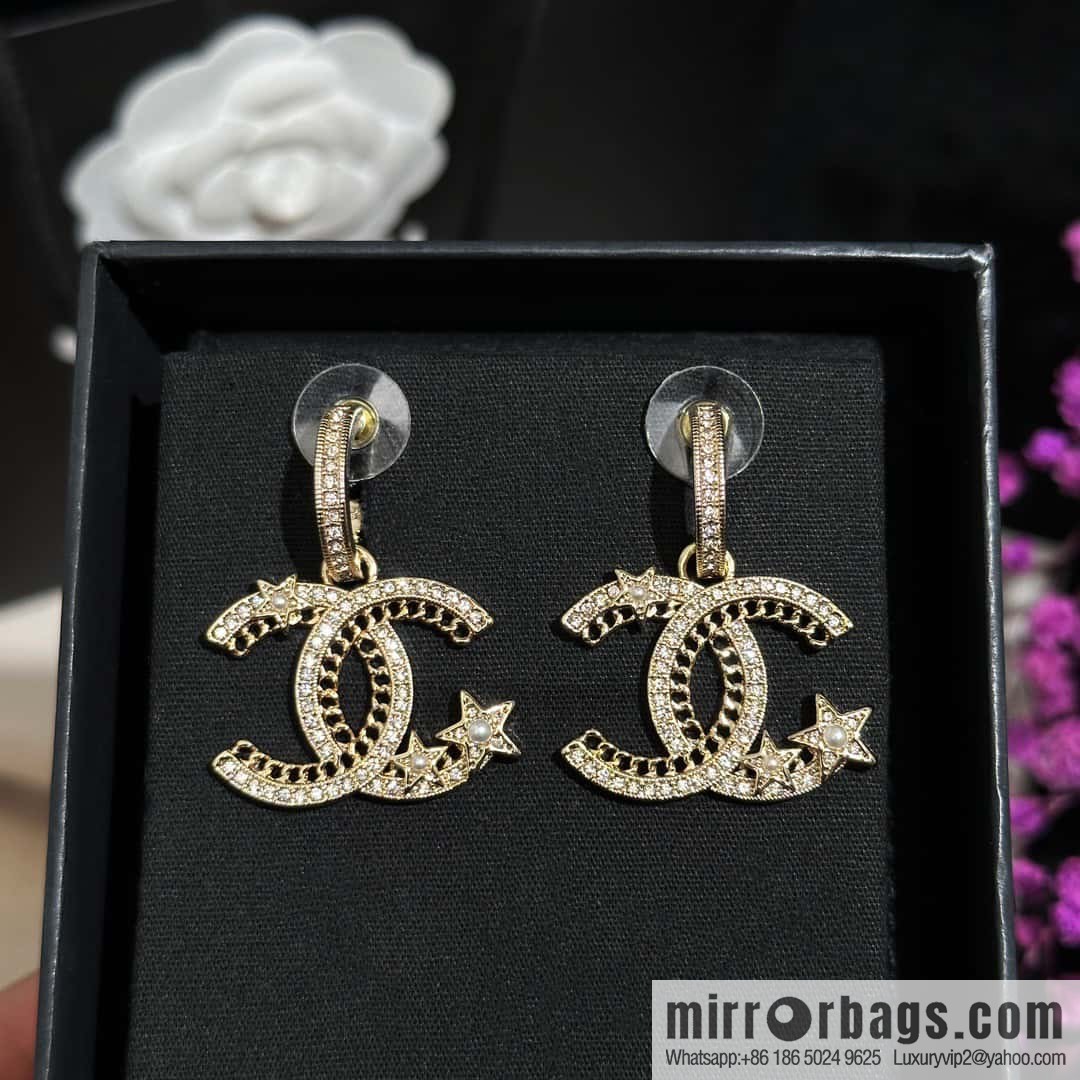 ❗️New ❗️☀️ new ☑️ chanel c2 double c hollow star ⭐ pentagram earrings ☀️