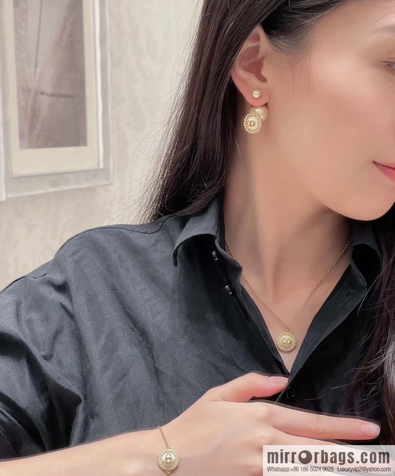 New ☑️ Dior CD drip oil size pearl stud earrings