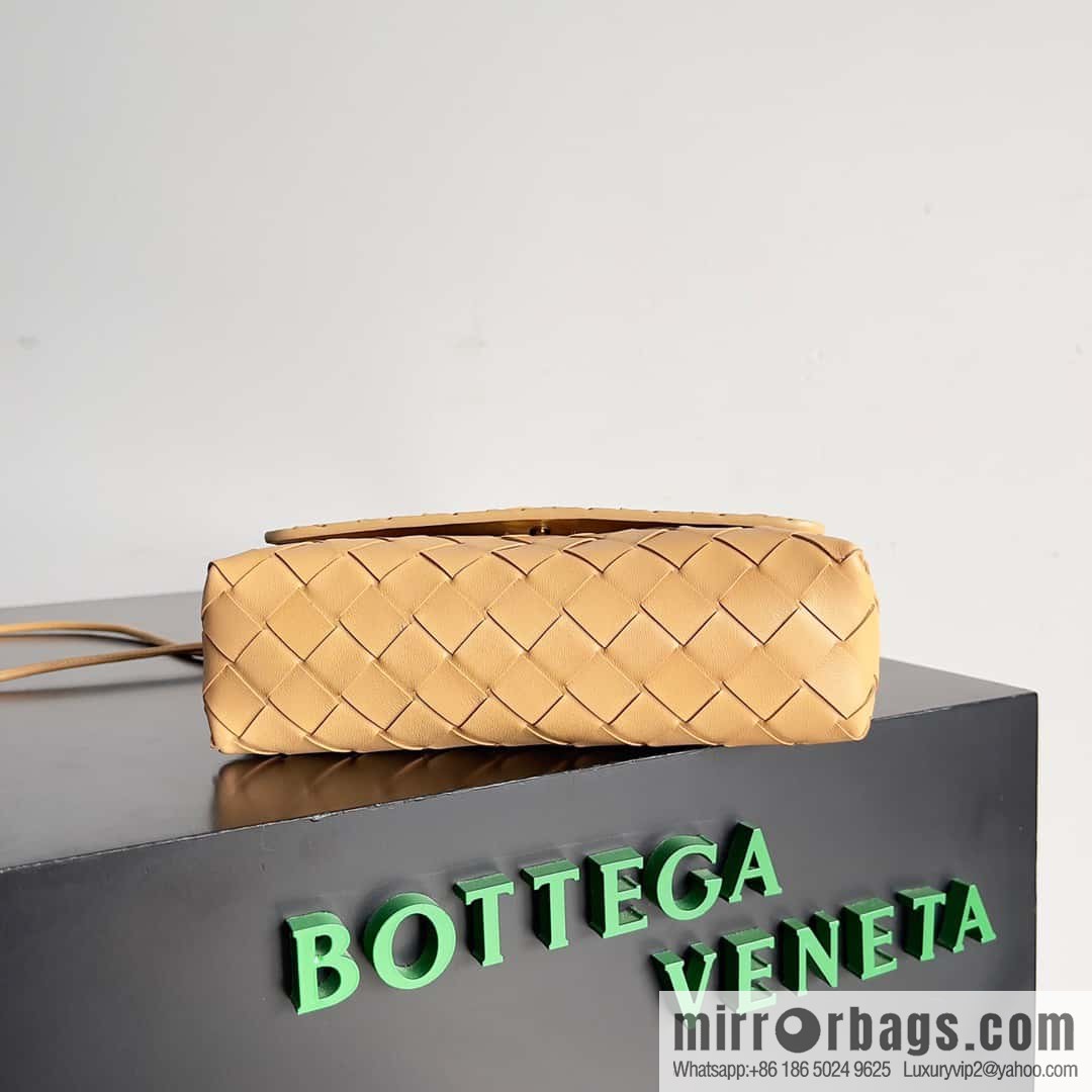 Bv new intrecciato weaving craft mini crossbody bag model number; 741897 almond color