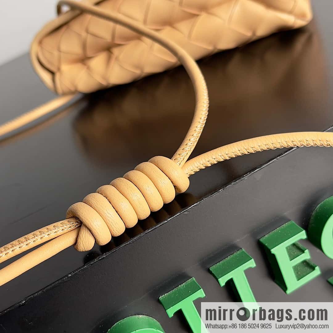 Bv new intrecciato weaving craft mini crossbody bag model number; 741897 almond color