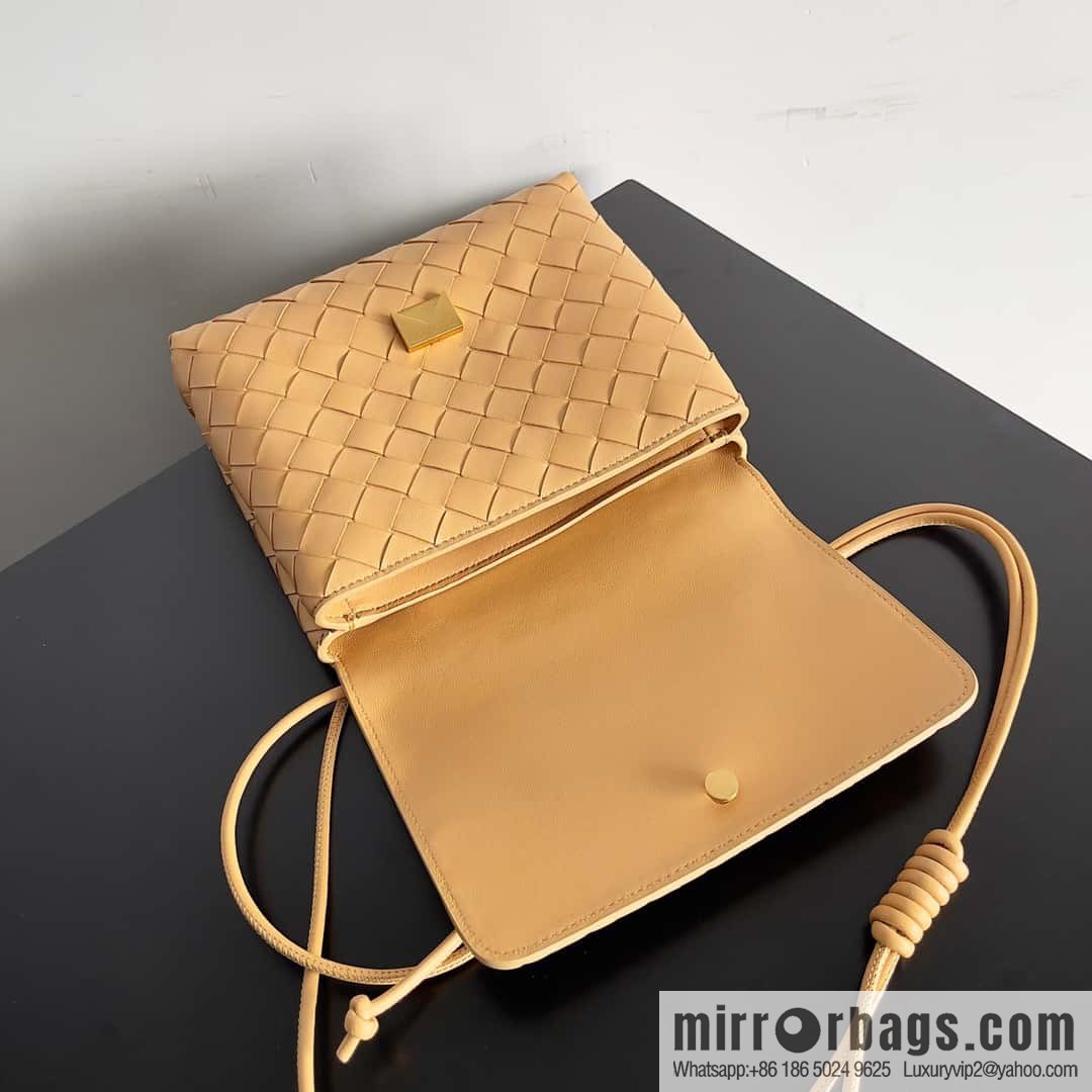 Bv new intrecciato weaving craft mini crossbody bag model number; 741897 almond color