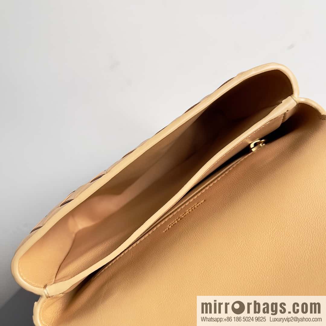 Bv new intrecciato weaving craft mini crossbody bag model number; 741897 almond color