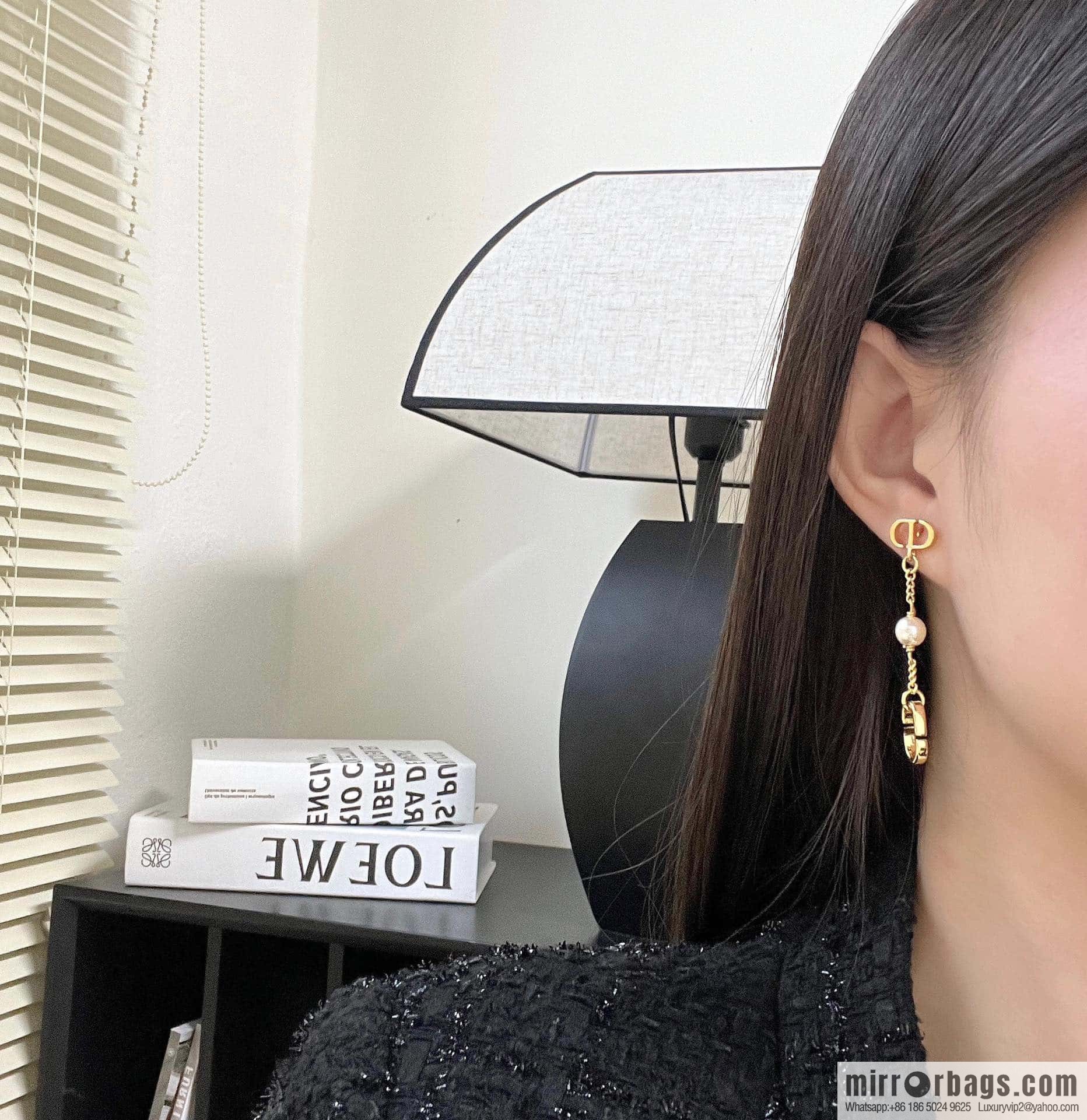 New ☑️ DIOR CD pearl stud earrings