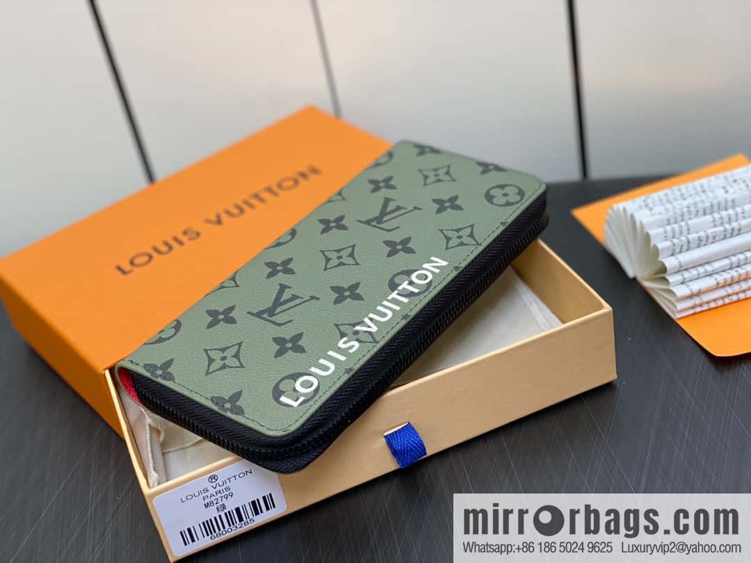 [Premium‑quality] M82799 green, silk screen single zipper wallet series Zippy zipper wallet