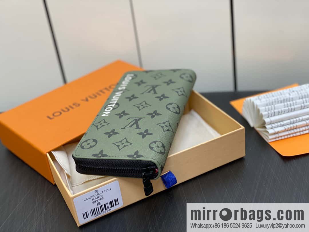 [Premium‑quality] M82799 green, silk screen single zipper wallet series Zippy zipper wallet