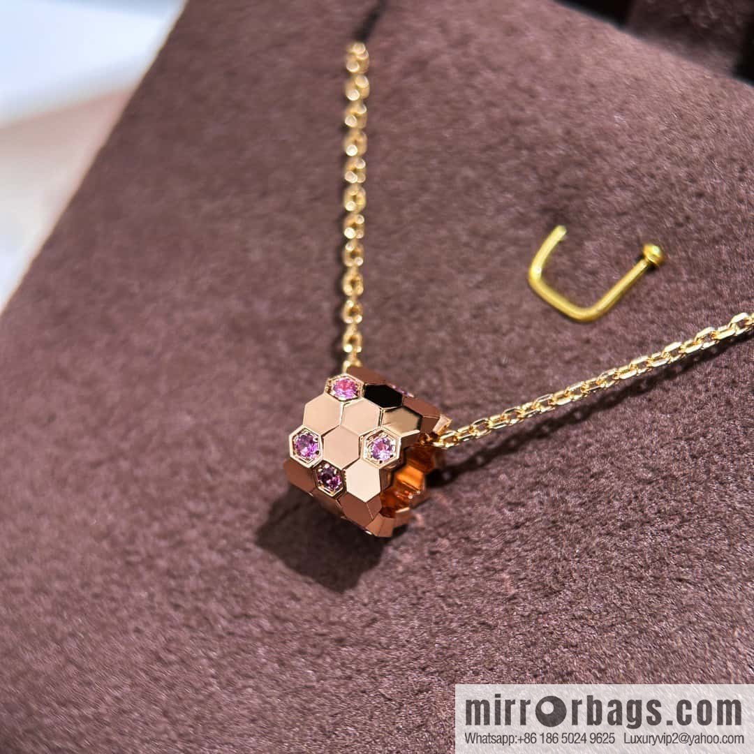❗️New popular ❗️ ☀️ CHAUMET new rose gold pink diamond honeycomb necklace ☀️
