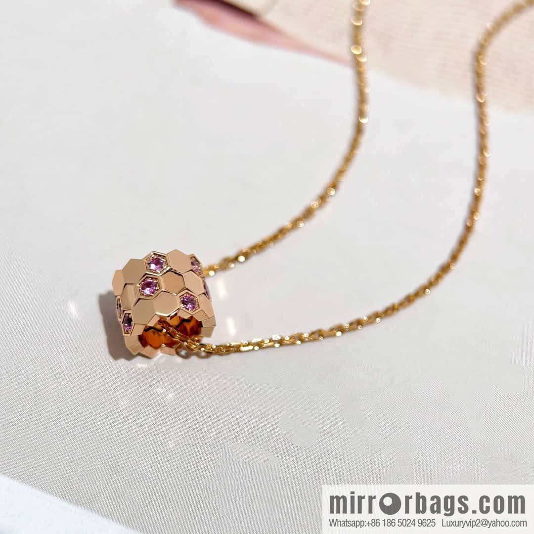 ❗️New popular ❗️ ☀️ CHAUMET new rose gold pink diamond honeycomb necklace ☀️