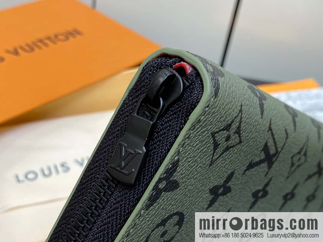[Premium‑quality] M82799 green, silk screen single zipper wallet series Zippy zipper wallet
