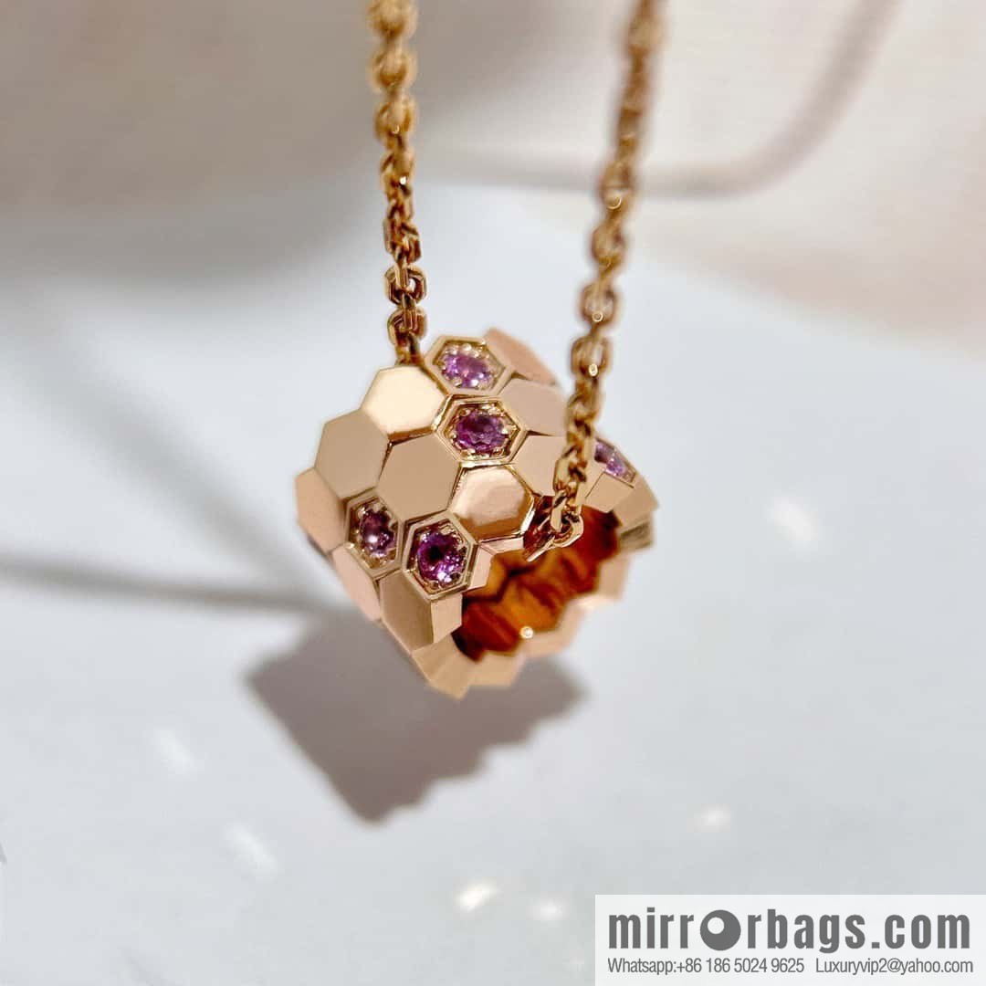 ❗️New popular ❗️ ☀️ CHAUMET new rose gold pink diamond honeycomb necklace ☀️