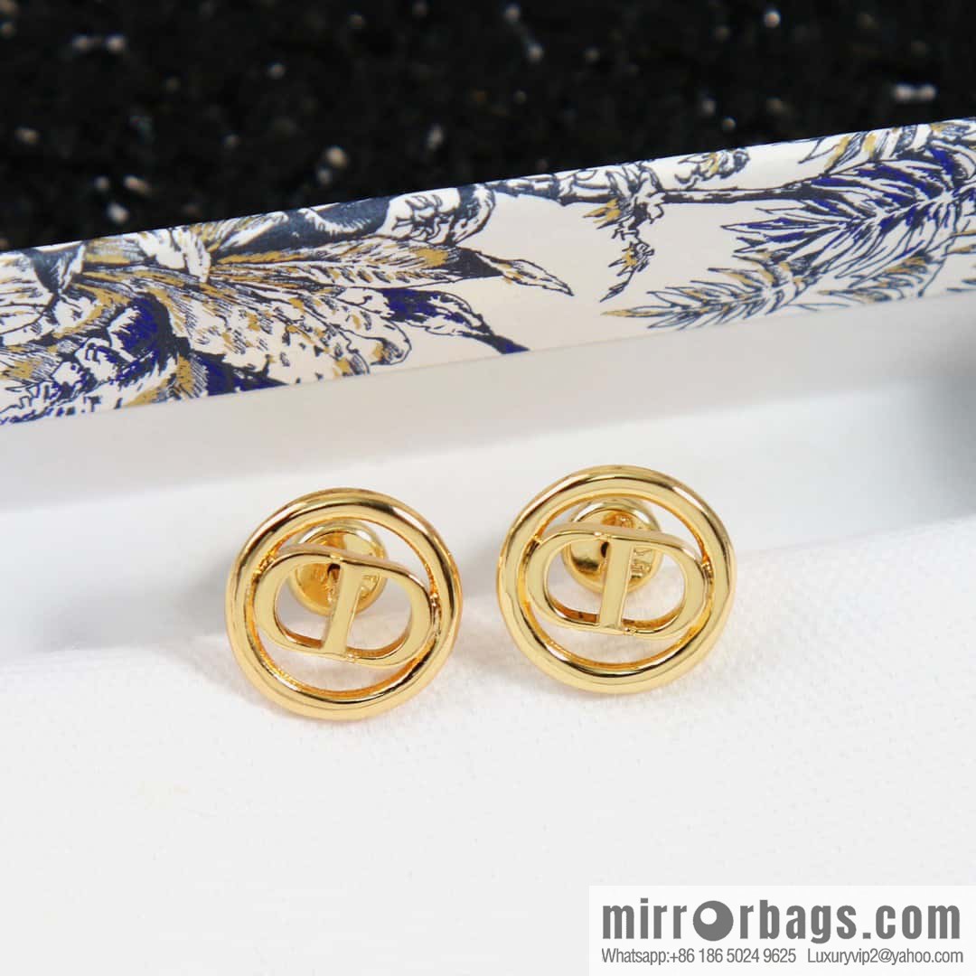 New ☑️ Dior gold round CD stud earrings