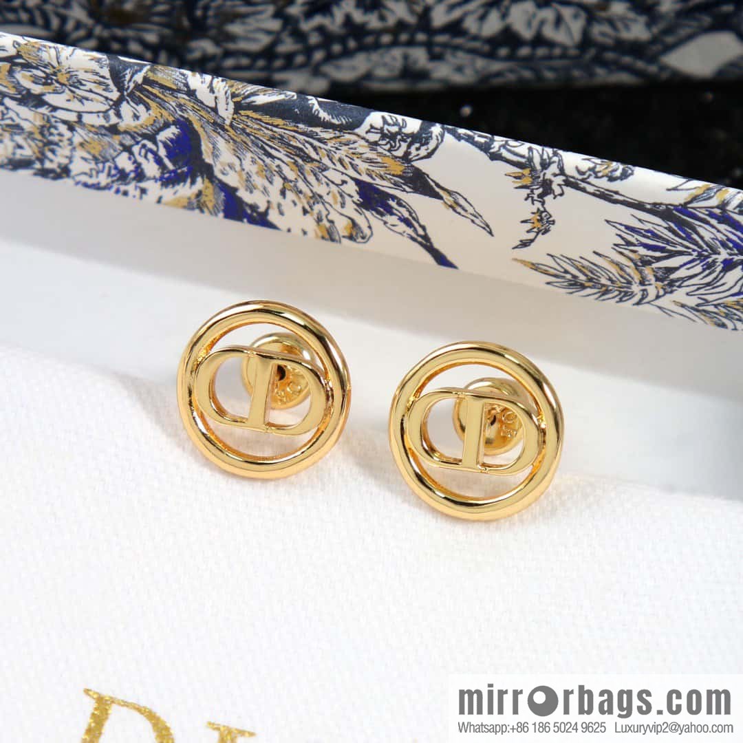 New ☑️ Dior gold round CD stud earrings