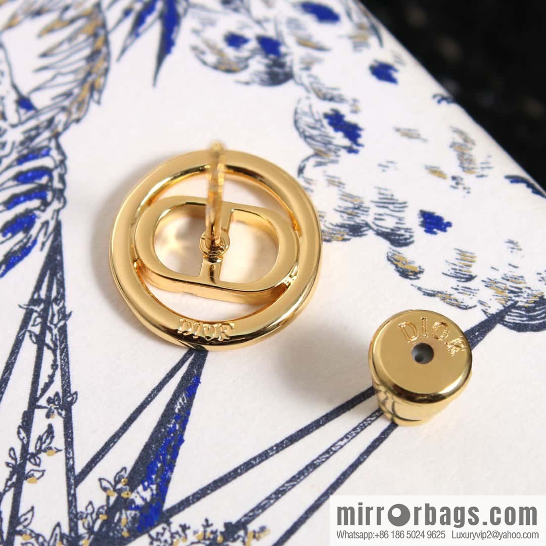 New ☑️ Dior gold round CD stud earrings