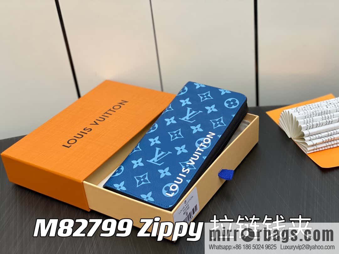[Premium‑quality] M82799 blue, silk screen single zipper wallet series Zippy zipper wallet