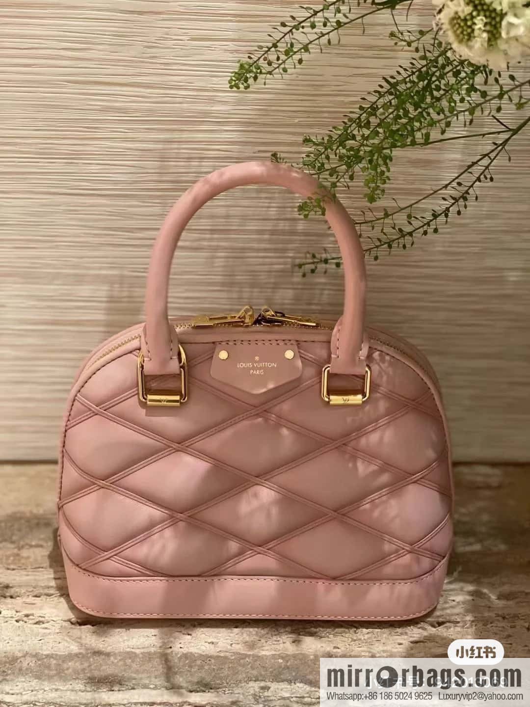 [Premium‑quality] M23666 pink diamond, full leather shell bag series Alma BB shell handbag