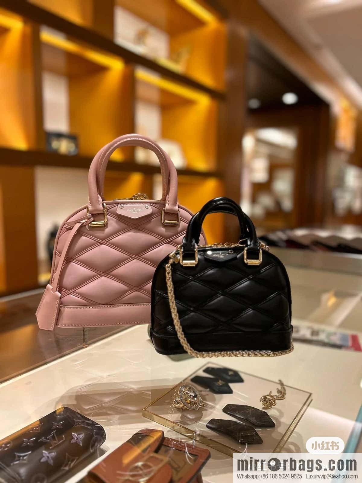 [Premium‑quality] M23666 pink diamond, full leather shell bag series Alma BB shell handbag