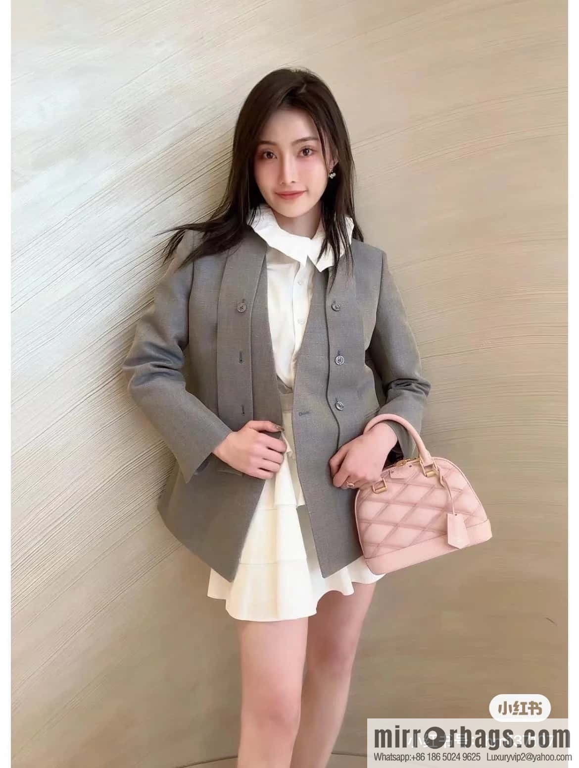 [Premium‑quality] M23666 pink diamond, full leather shell bag series Alma BB shell handbag
