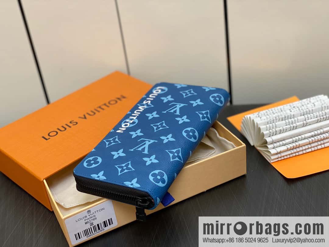 [Premium‑quality] M82799 blue, silk screen single zipper wallet series Zippy zipper wallet