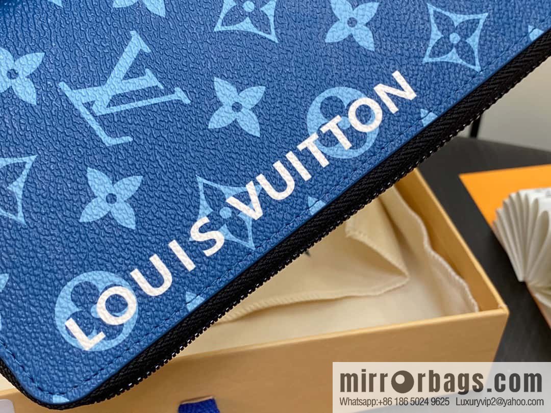[Premium‑quality] M82799 blue, silk screen single zipper wallet series Zippy zipper wallet