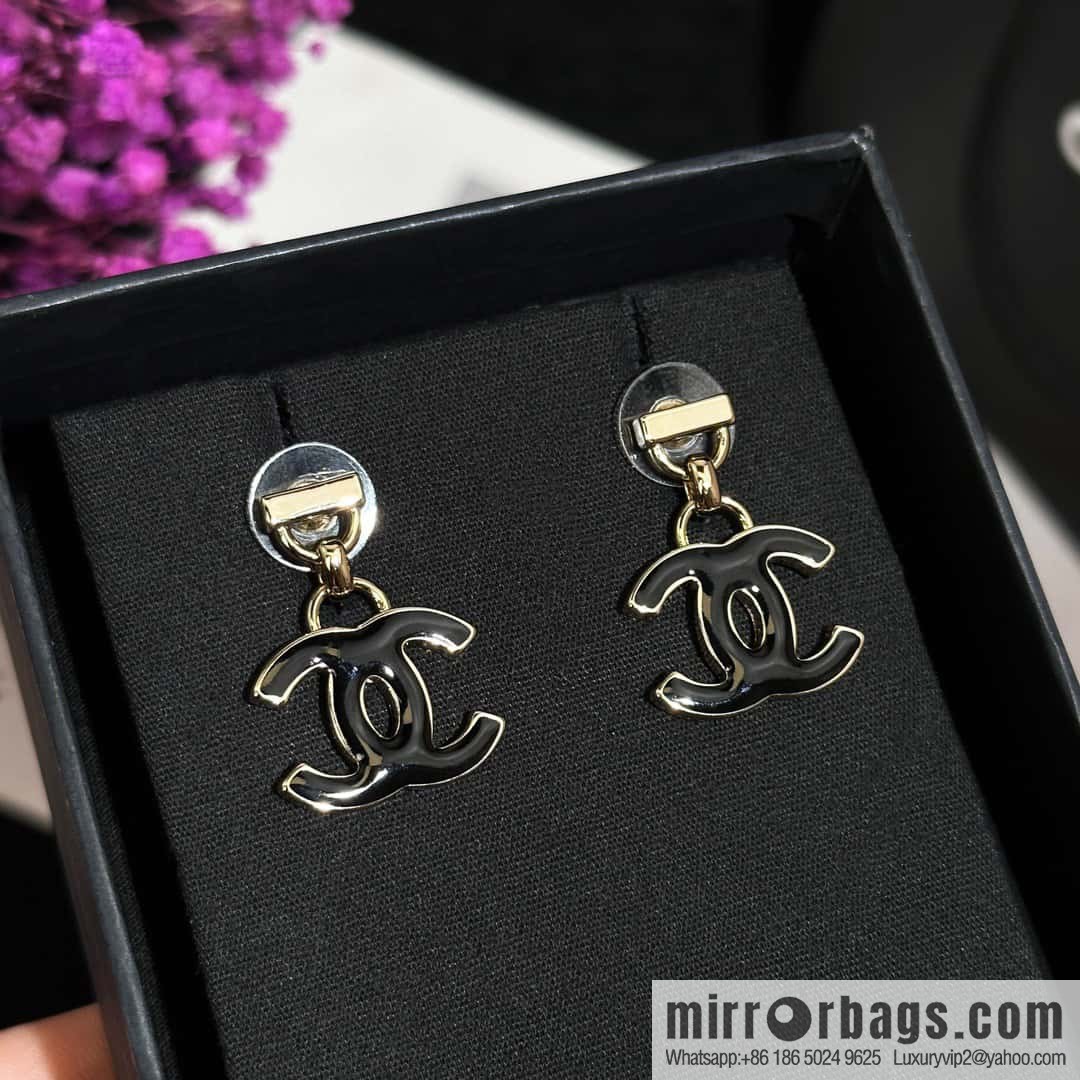 ❗️New ❗️☀️ new ☑️ chanel c2 black drip double c stud earrings ☀️