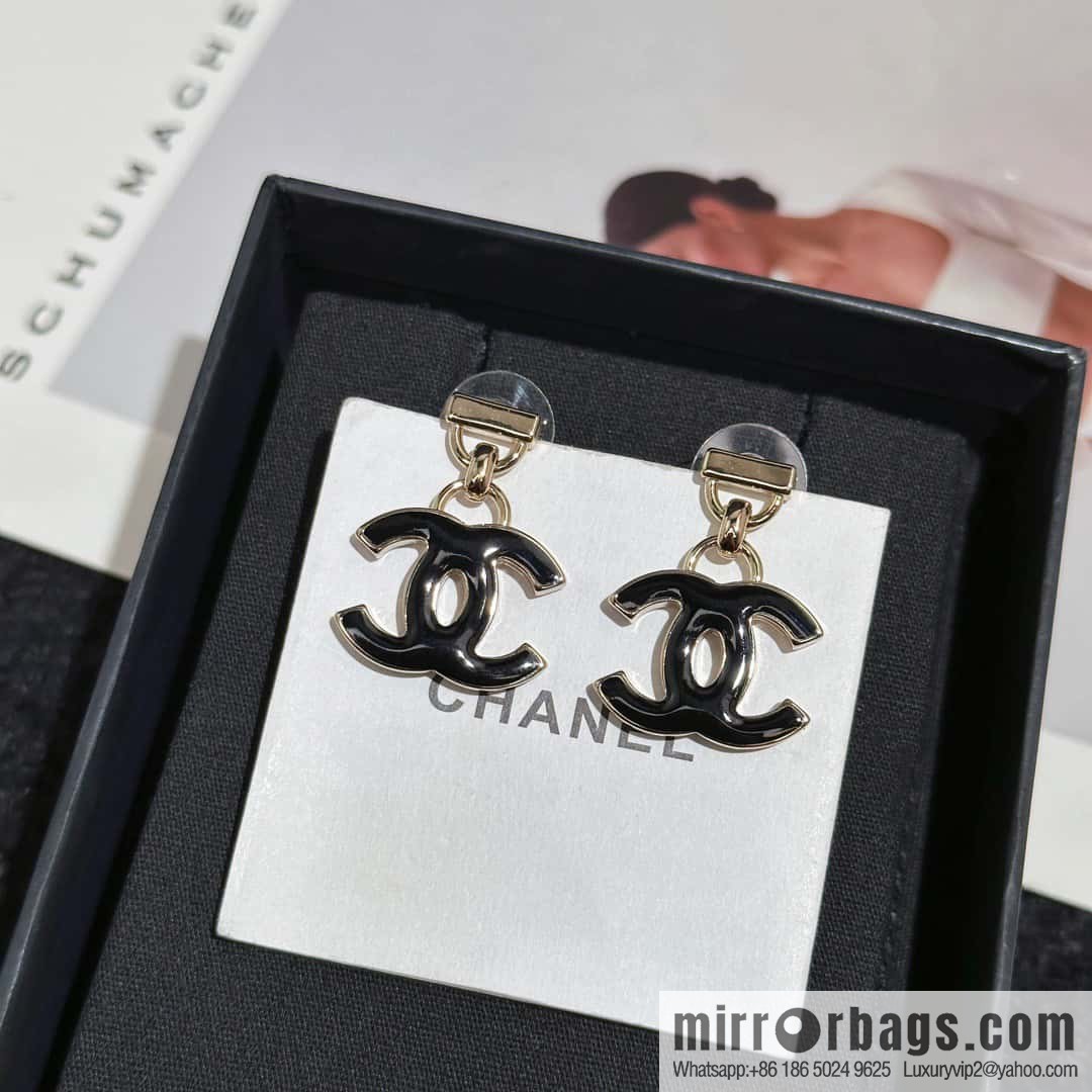 ❗️New ❗️☀️ new ☑️ chanel c2 black drip double c stud earrings ☀️