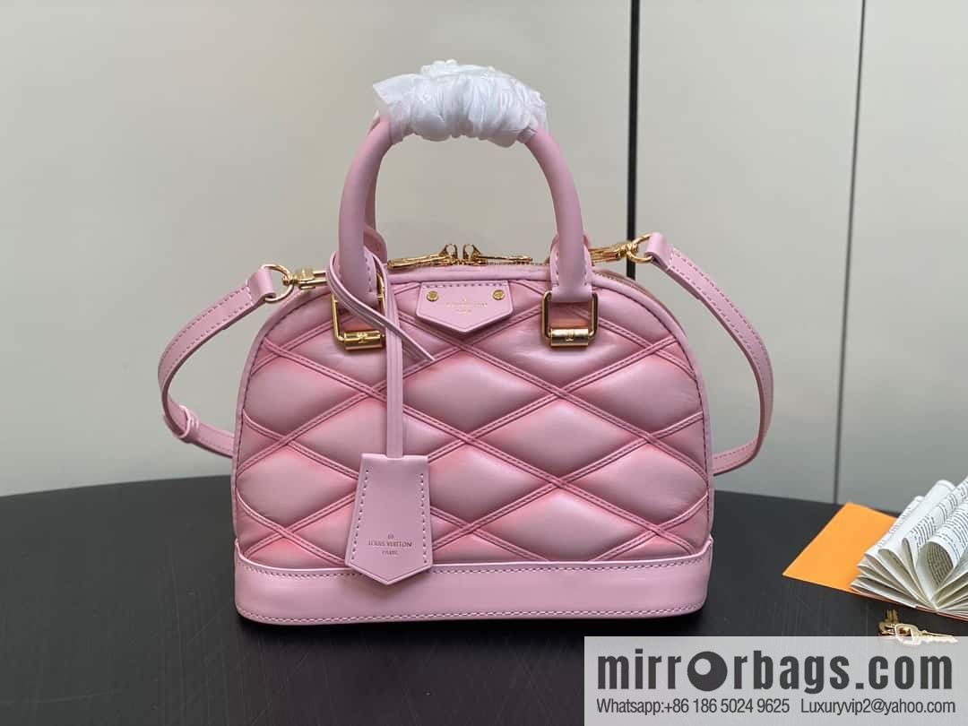 [Premium‑quality] M23666 pink diamond, full leather shell bag series Alma BB shell handbag
