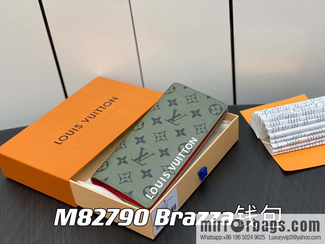 [Boutique‑grade] M82790 green, silk screen suit wallet series Brazza wallet