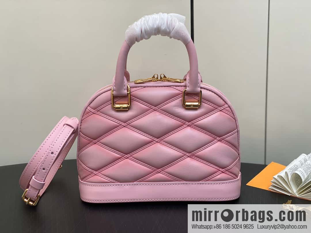 [Premium‑quality] M23666 pink diamond, full leather shell bag series Alma BB shell handbag