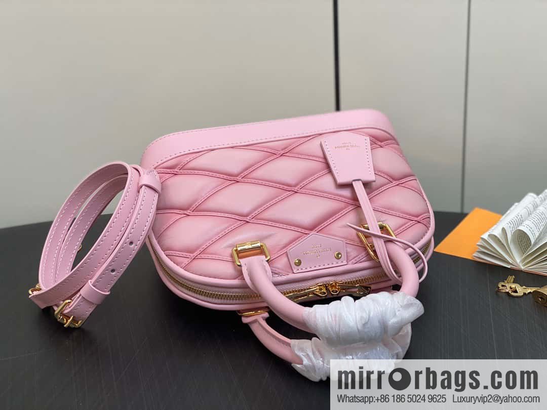 [Premium‑quality] M23666 pink diamond, full leather shell bag series Alma BB shell handbag