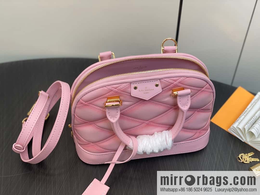 [Premium‑quality] M23666 pink diamond, full leather shell bag series Alma BB shell handbag
