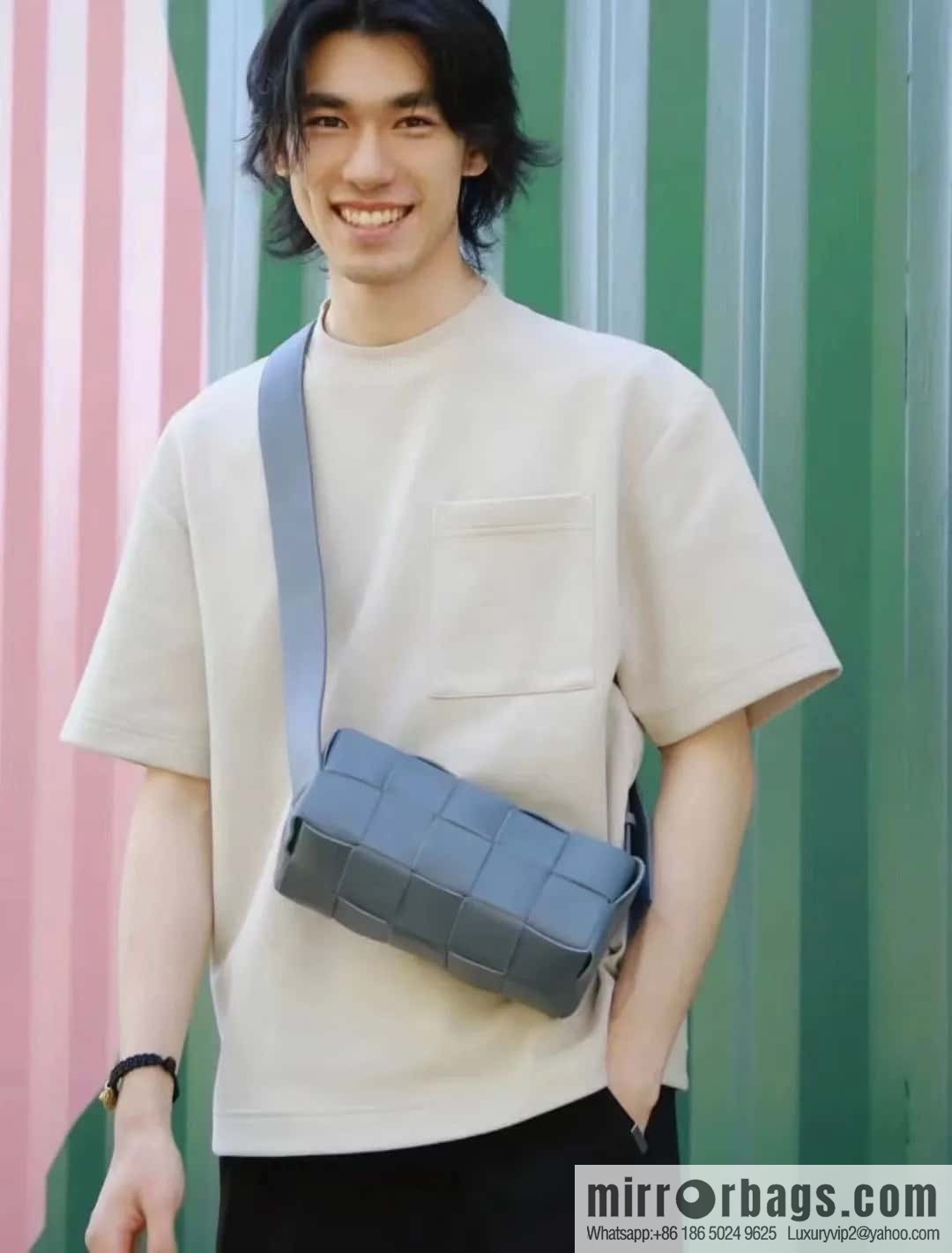 B Unisex the same BRICK CASSETTE long shoulder strap series crossbody bag shoulder backpack model; 729251 travertine green