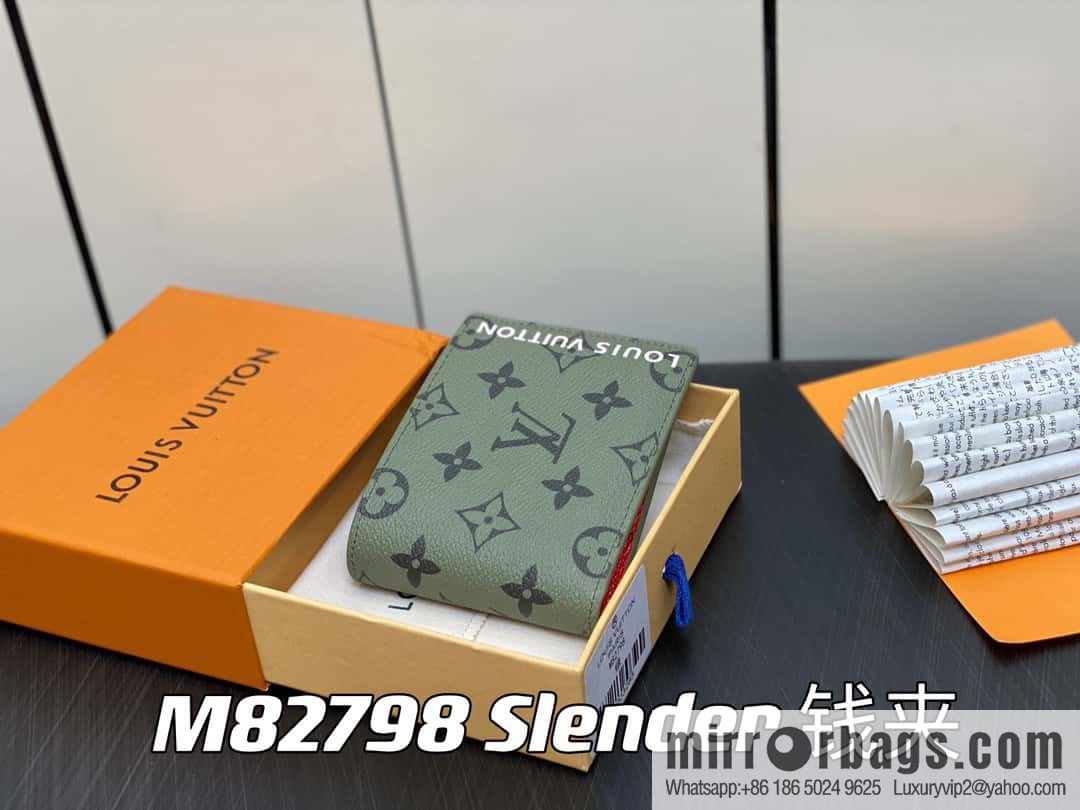 [Premium‑quality] M82798 green, silk screen suit wallet series Slender wallet