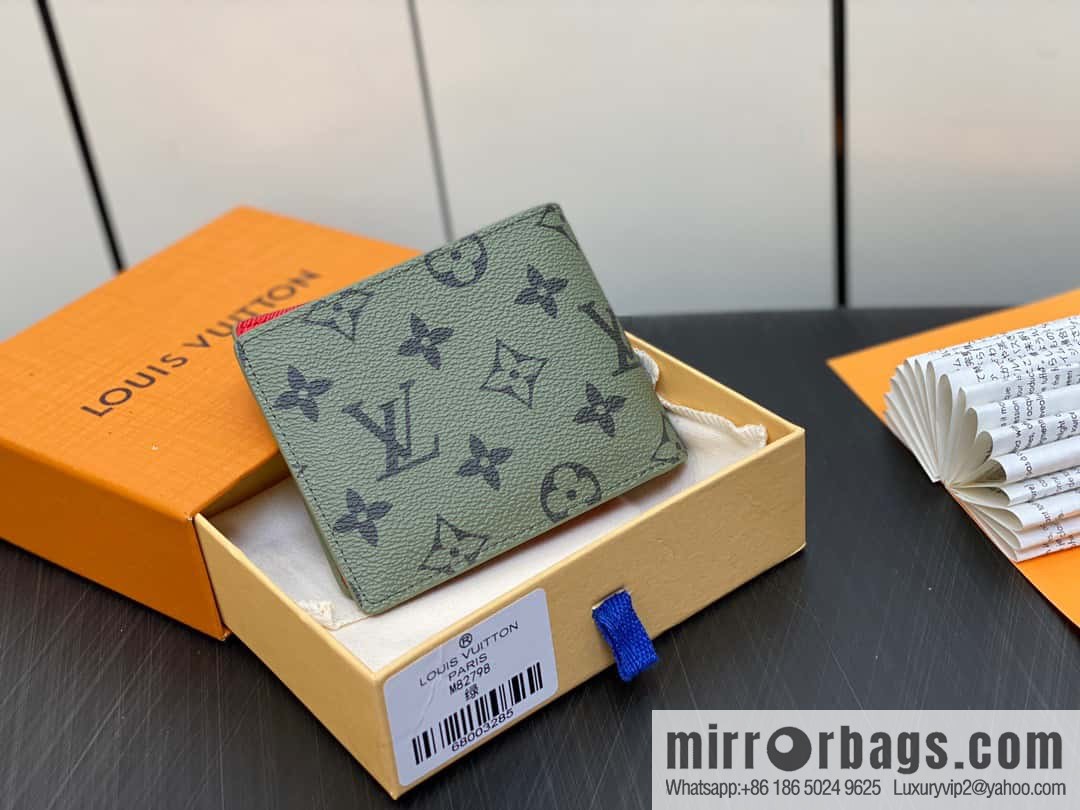 [Premium‑quality] M82798 green, silk screen suit wallet series Slender wallet