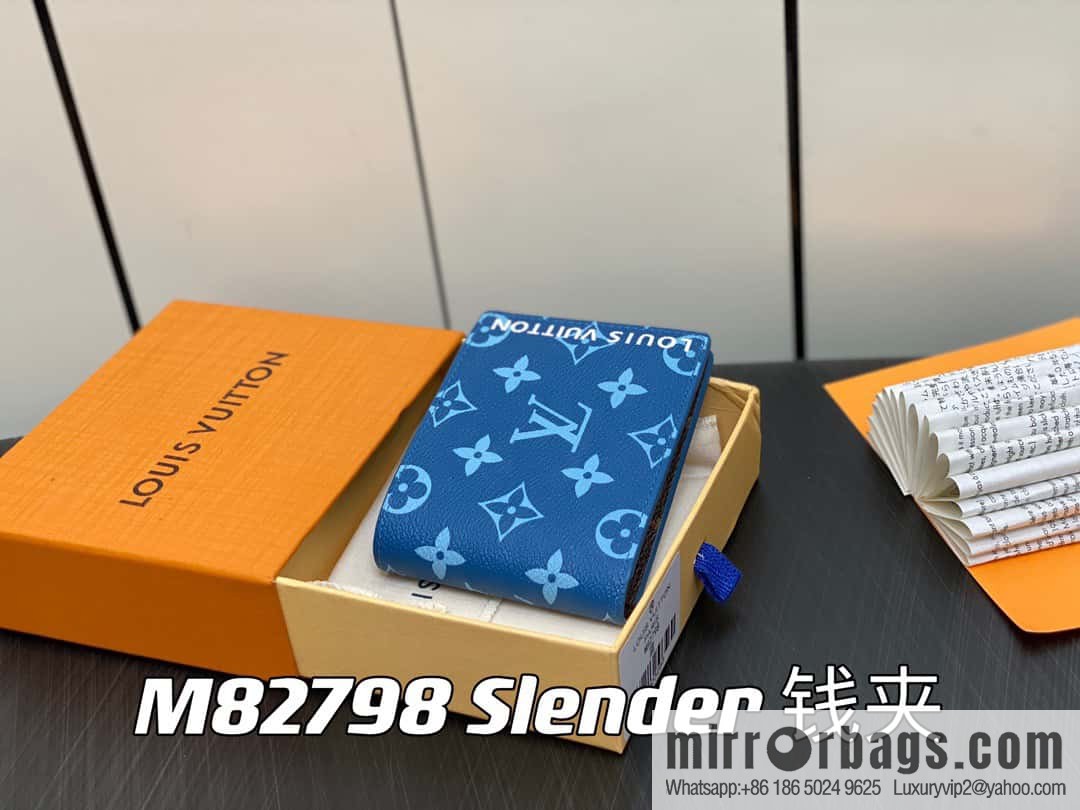 [Premium‑quality] M82798 blue, silk screen suit wallet series Slender wallet
