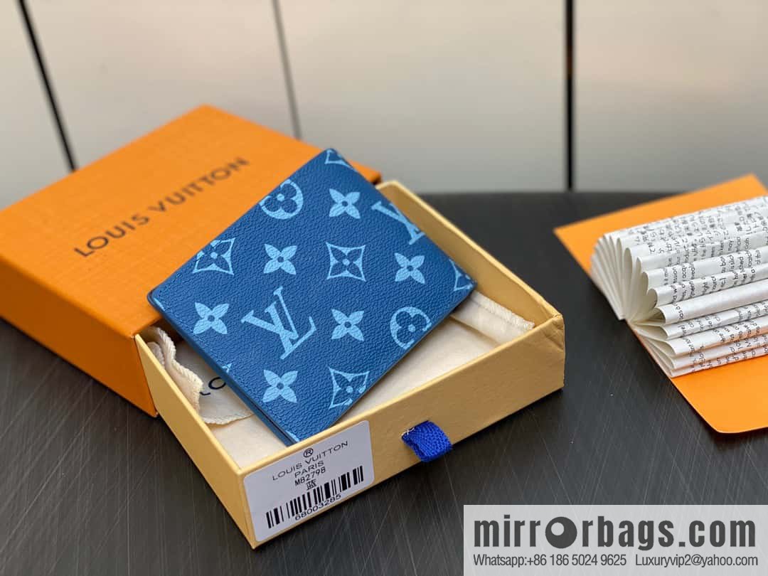 [Premium‑quality] M82798 blue, silk screen suit wallet series Slender wallet