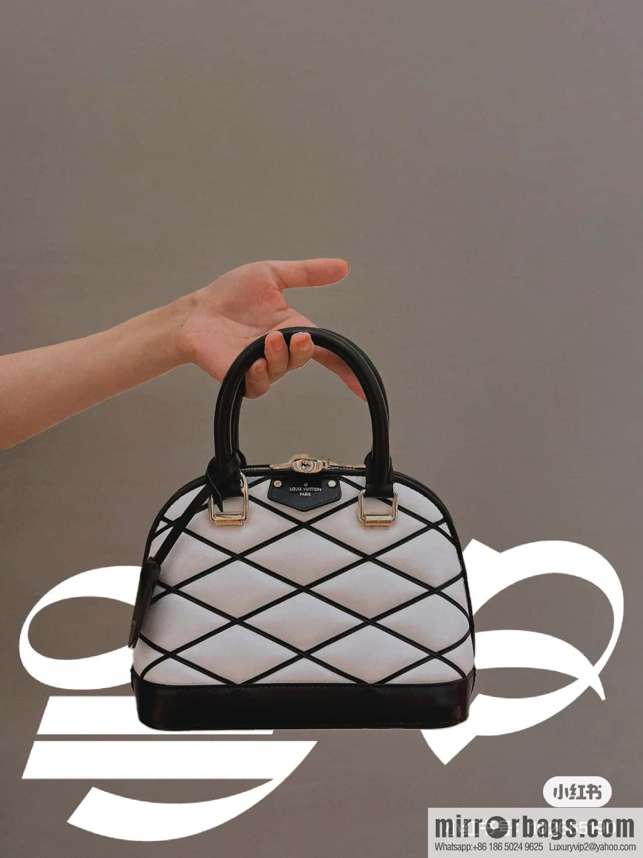 [Premium‑quality] M23666 white rhombus, full leather shell bag series Alma BB shell handbag