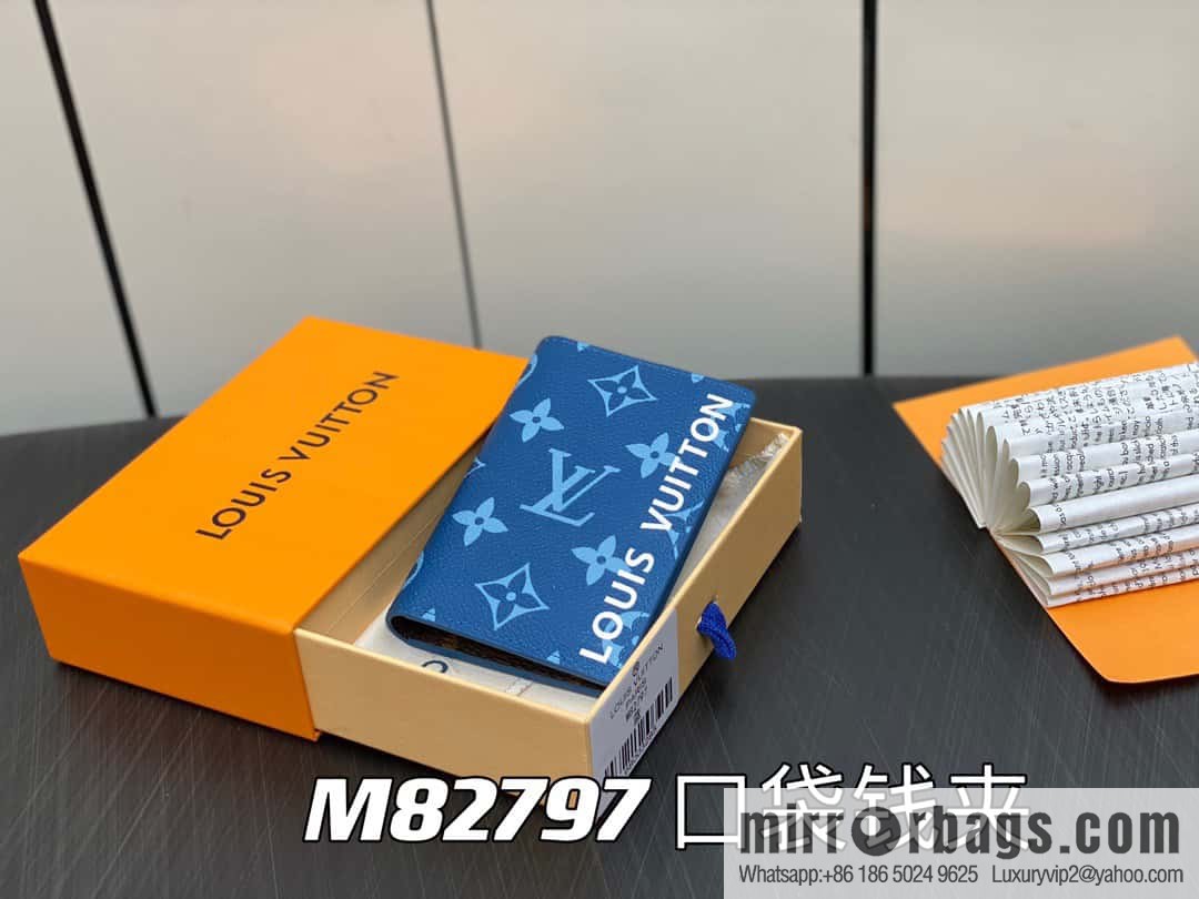 [Premium‑quality] M82797 blue, silk screen card holder wallet series, pocket wallet
