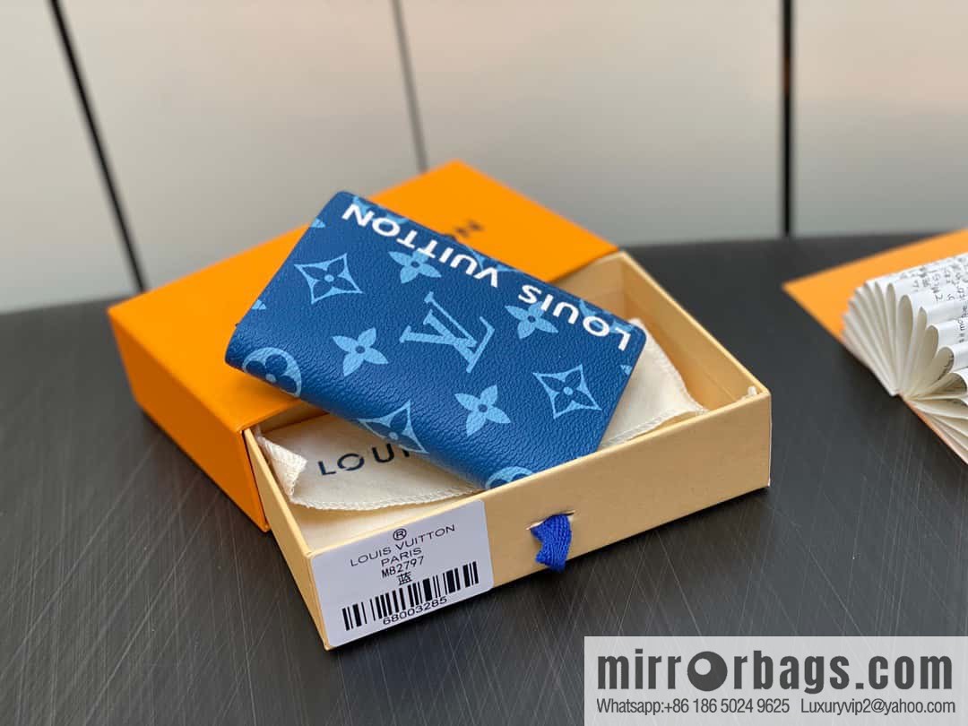 [Premium‑quality] M82797 blue, silk screen card holder wallet series, pocket wallet