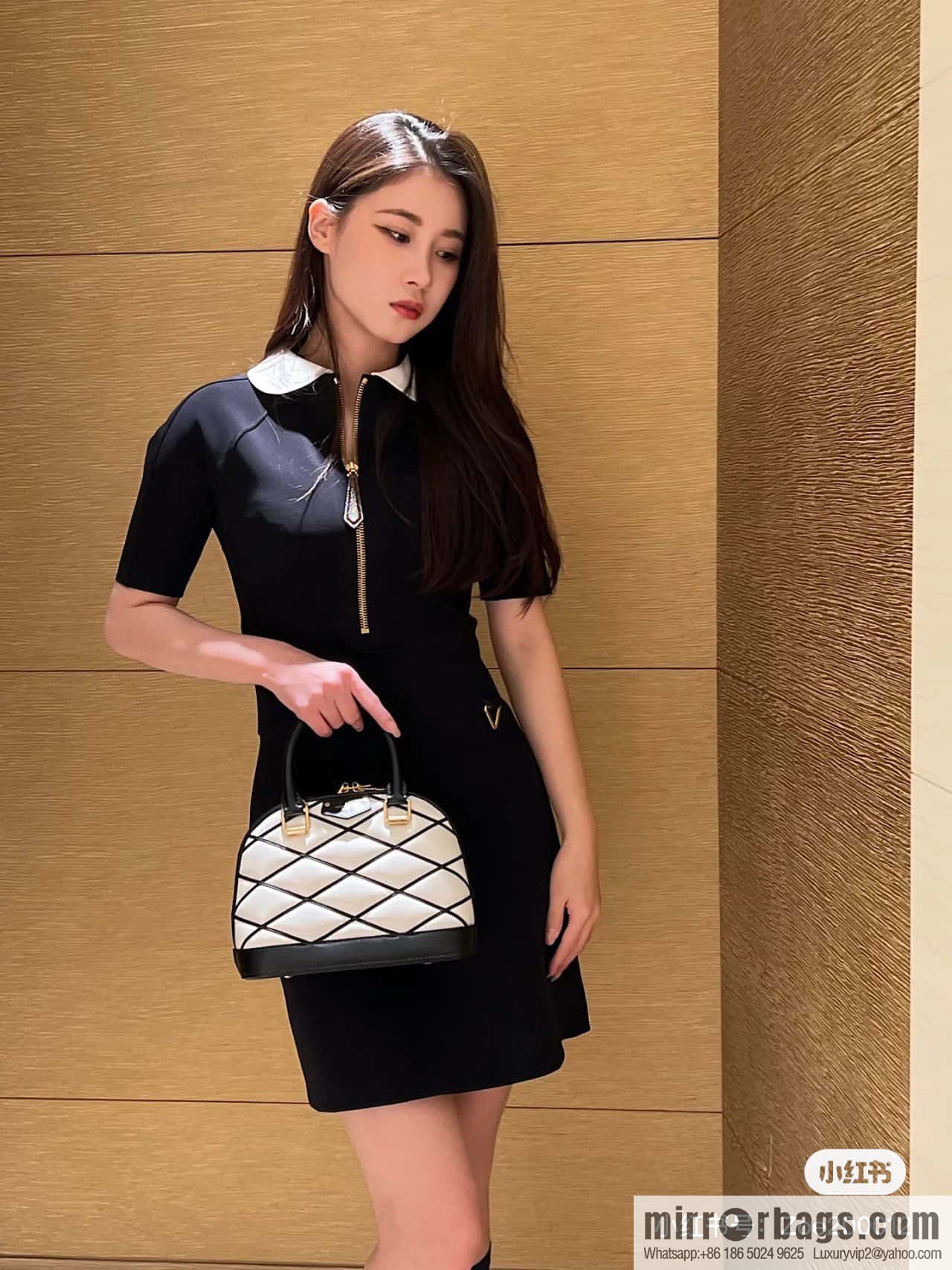 [Premium‑quality] M23666 white rhombus, full leather shell bag series Alma BB shell handbag