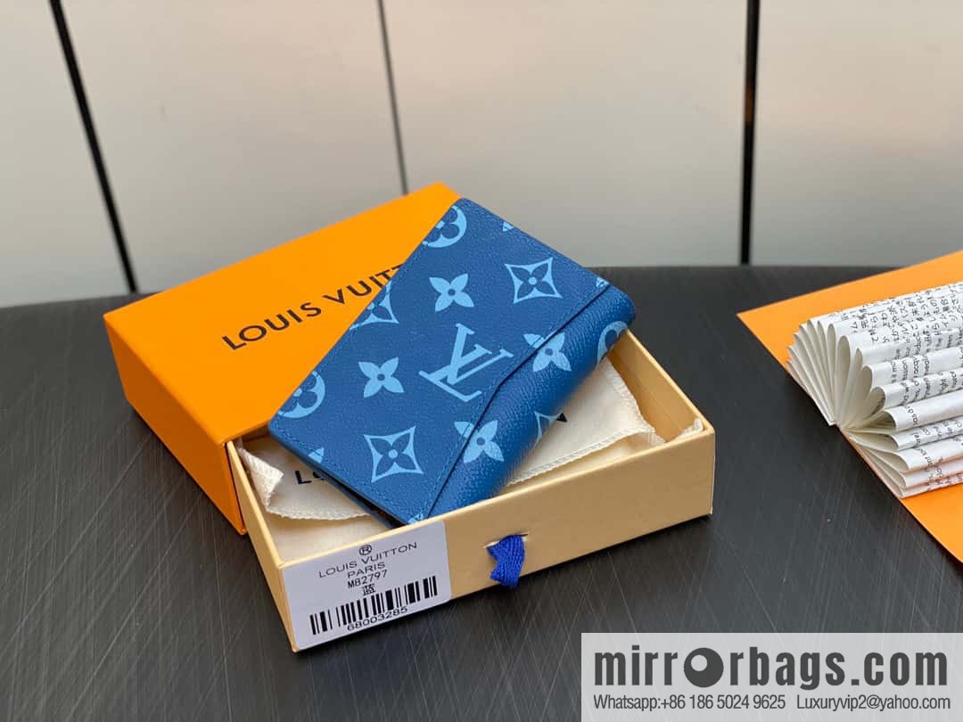 [Premium‑quality] M82797 blue, silk screen card holder wallet series, pocket wallet