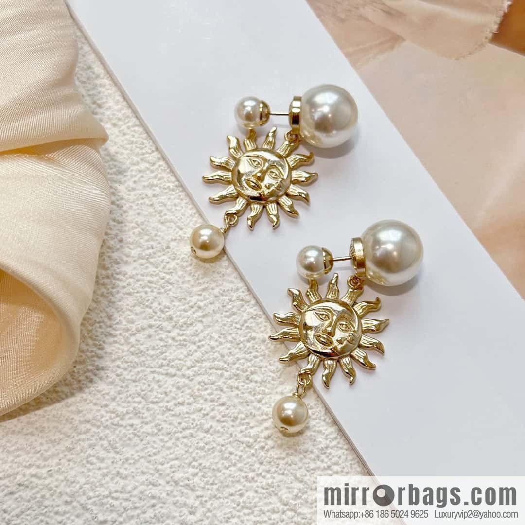 New ☑️ DIOR size pearl sun earrings stud earrings