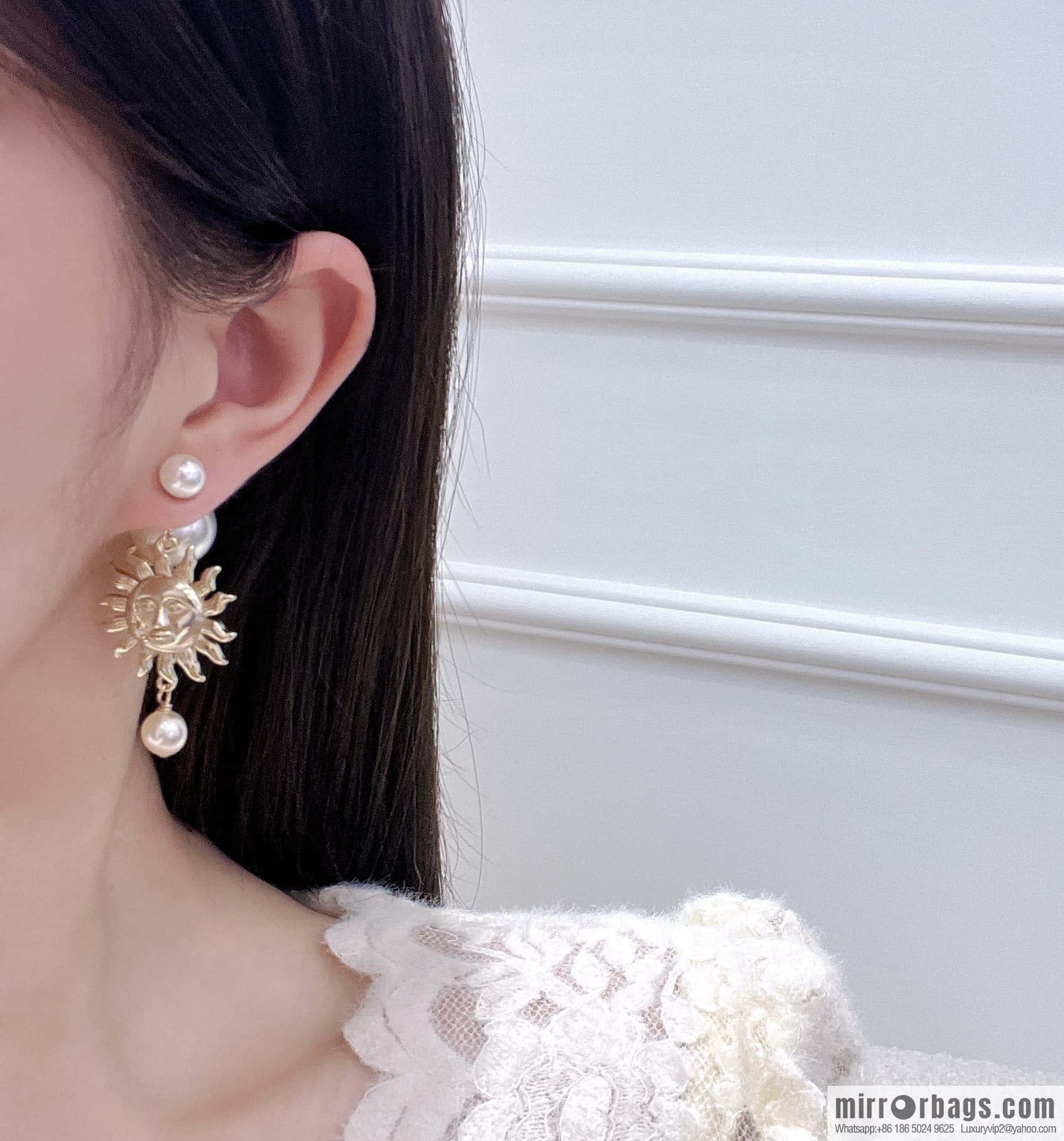 New ☑️ DIOR size pearl sun earrings stud earrings