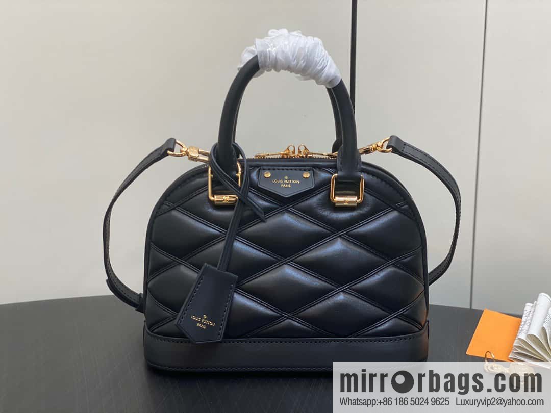 [Premium‑quality] M23666 black rhombus, full leather shell bag series Alma BB shell handbag