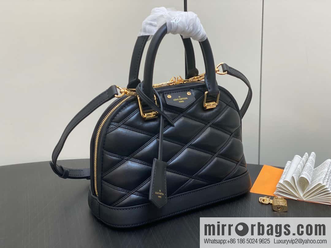[Premium‑quality] M23666 black rhombus, full leather shell bag series Alma BB shell handbag