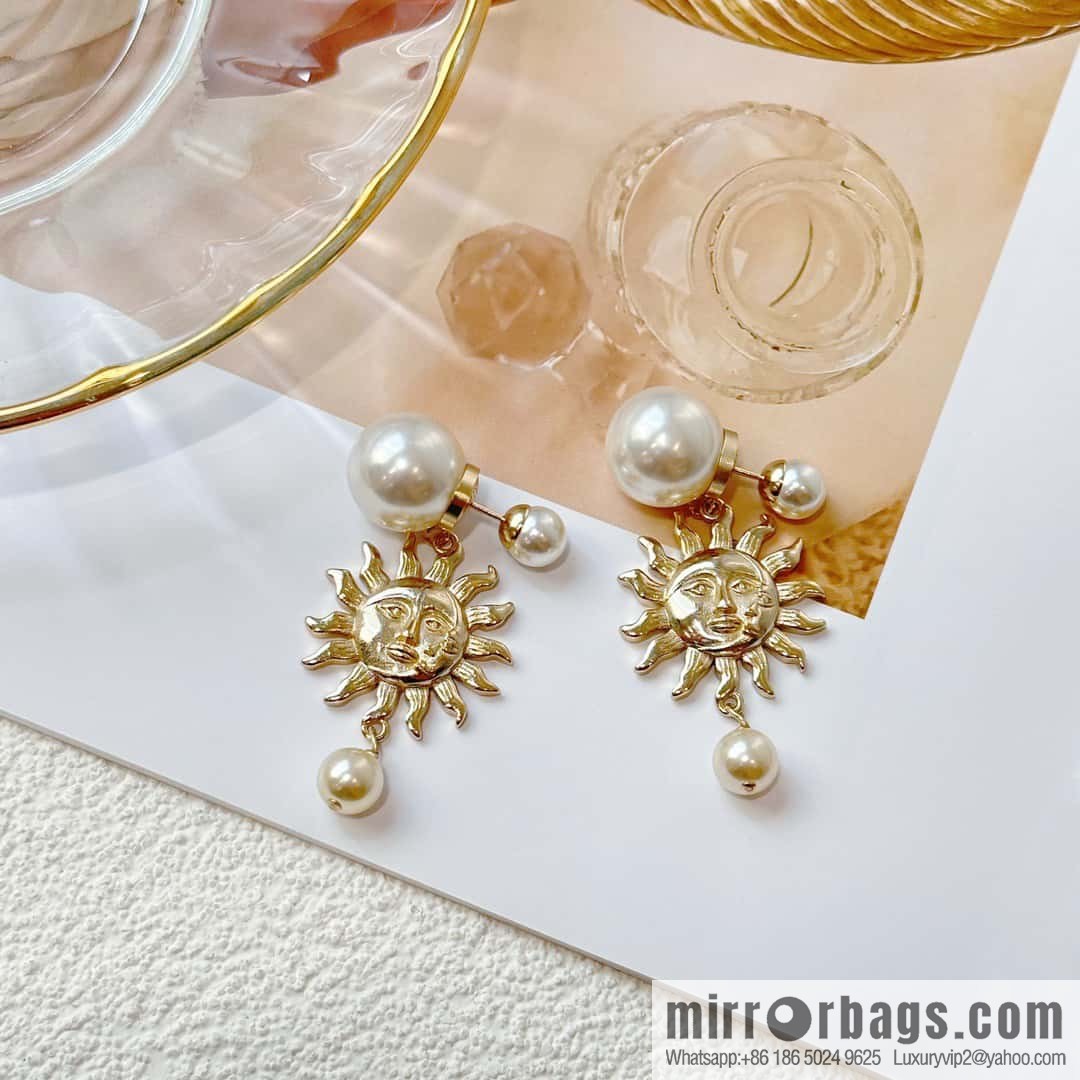 New ☑️ DIOR size pearl sun earrings stud earrings
