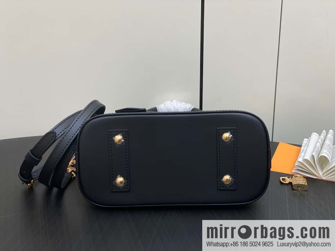 [Premium‑quality] M23666 black rhombus, full leather shell bag series Alma BB shell handbag